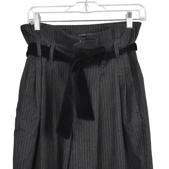 Zara Paper Bag Striped Pinstripe Pants High Waisted Gray Size XS - Picture 7 of 16